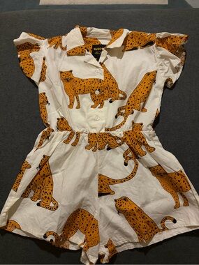Hugo Loves Tiki x Kip and Co Girls Cheetah Print Romper
